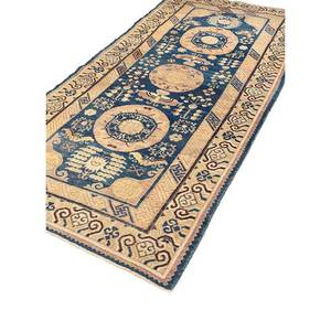 Pechino Blue Hand Knotted Wool Rug for Home <b>3D</b> Medallion Rectangle <b>Puzzle</b> Patterns for Living Room Hallway-Paem-142 for Teens - Product Image 2