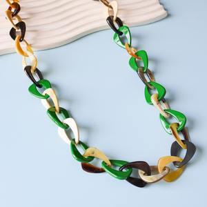 สร้อยคอฮอร์นและจี้เรซินเครื่องประดับโชคเกอร์ย้อนยุคเครื่องประดับแอฟริกันแบบดั้งเดิมชนเผ่าจามรีเรซิ่นและสร้อยคอเขา - Product Image 2