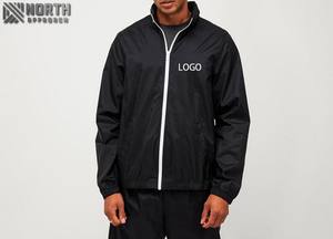 Conjunto de chándal informal de nailon negro puro para hombre, conjunto de chándal holgado tejido impermeable, chándal Vintage - Product Image 3