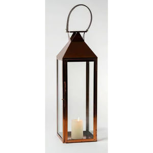 Lanterne de sol carrée décorative dorée de haute qualité, lanterne à hurricane en métal finition laiton antique faite à la main, porte-bougie - Product Image 3