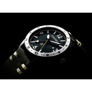 SSC-101 Orologio Sportivo di Lusso Tutto Nero, Ghiera in Acciaio, GMT 24h, Cinturino in Nylon e Pelle, Quadrante Luminoso da Sub, Funzione Calendario, Acciaio Inossidabile - Product Image 2