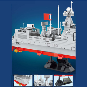 593pcs quân đội quân đội bảo vệ bờ biển thiết giáp hạm hải quân tàu chiến tên lửa tàu khu trục gạch chàng trai 052d mô hình khối xây dựng Bộ đồ chơi - Product Image 4