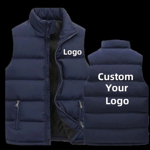 Custom Men's Waistcoat & <b>Jackets</b> Thick Stand Collar Solid Color Canvas Duck Winter <b>Jacket</b> Logo Pattern Decoration Cotton Vest - Product Image 4