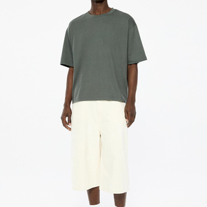 Boxy Fit t-shirt hommes 100% haut en coton à la mode Streetwear Logo personnalisé O cou plaine Boxy Fit t-shirt pour hommes respirant - Product Image 4