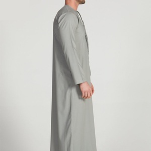 Prix usine musulman hommes Thobe élégant broderie décontracté hommes musulman Thobe solide longue Robe Jubba pour hommes arabe Thobe islamique - Product Image 4