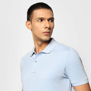 Camiseta de Jersey de Color Sólido para Hombre, 2025, 100% Algodón, Antiarrugas, Formal, Casual, Cuello Alto, Manga Corta, Corte Ajustado - Product Image 5