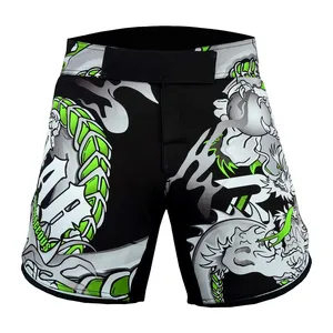 Cierre de correa ajustable más un cordón interno para reducir el cambio con diseños sublimados digitales MMA Fighting Shorts