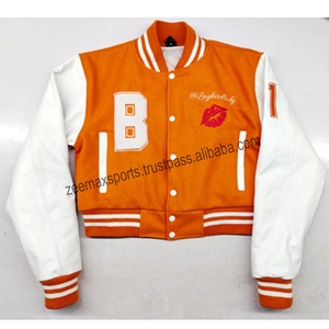 Custom Logo Baseball <b>Jackets</b> oem high quality <b>Women</b> Letterman <b>Jacket</b> Oversize Cropped <b>Varsity</b> Bomber <b>Jackets</b> - Product Image 1