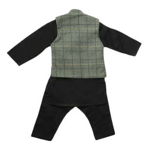 Traje Shalwar con Chaleco para Niños - Verde Oscuro - Product Image 6