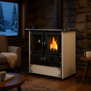 Estufa de leña 7.9kW ROSETTA Sinistra 5.0 Vst 16 Acero Blanco 5 estrellas (88.5x57.2x84.3cm) - Product Image 3