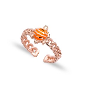 Anillo Ajustable con Diseño de Tortuga Naranja, Joyería Fina para Mujer al por Mayor, Diseño Moderno y Lindo, Plata de Ley 925 - Product Image 1