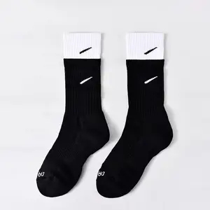 Tasarımcı pamuk erkekler özel Logo spor çoraplar Unisex Anti kayma özel kavrama çorap