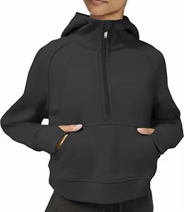 เสื้อแขนยาวมีฮู้ดของผู้หญิงเสื้อสเวตเชิ้ตผ้าคอตตอนขนแกะมีซิปแบบสวมหัวมี1/4ปรับแต่งได้สำหรับ2025 - Product Image 4