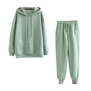 <b>Women's</b> Casual Sport Tracksuit Hooded Sweatshirt <b>Pant</b> Set Autumn Winter Thicken <b>Lounge</b> Wear Solid Pattern 2PCS Clothing - Product Image 4