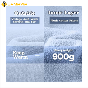 Sweat à capuche élégant surdimensionné délavé à l'acide pour hommes et femmes 100% coton vêtements de mode urbains avec pantalons de survêtement pour l'hiver - Product Image 5