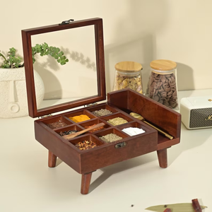 Boîte à épices en bois de taille compacte pour les petites surfaces de comptoir offrant un rangement organisé des épices - Product Image 2
