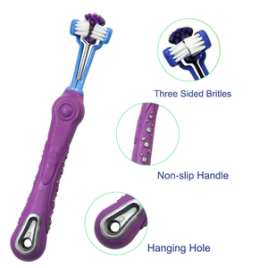 Cepillo de Dientes Triple para Mascotas, Cepillo Dental para Perros y Gatos con Mango Antideslizante para Perros Medianos y Grandes - Product Image 3