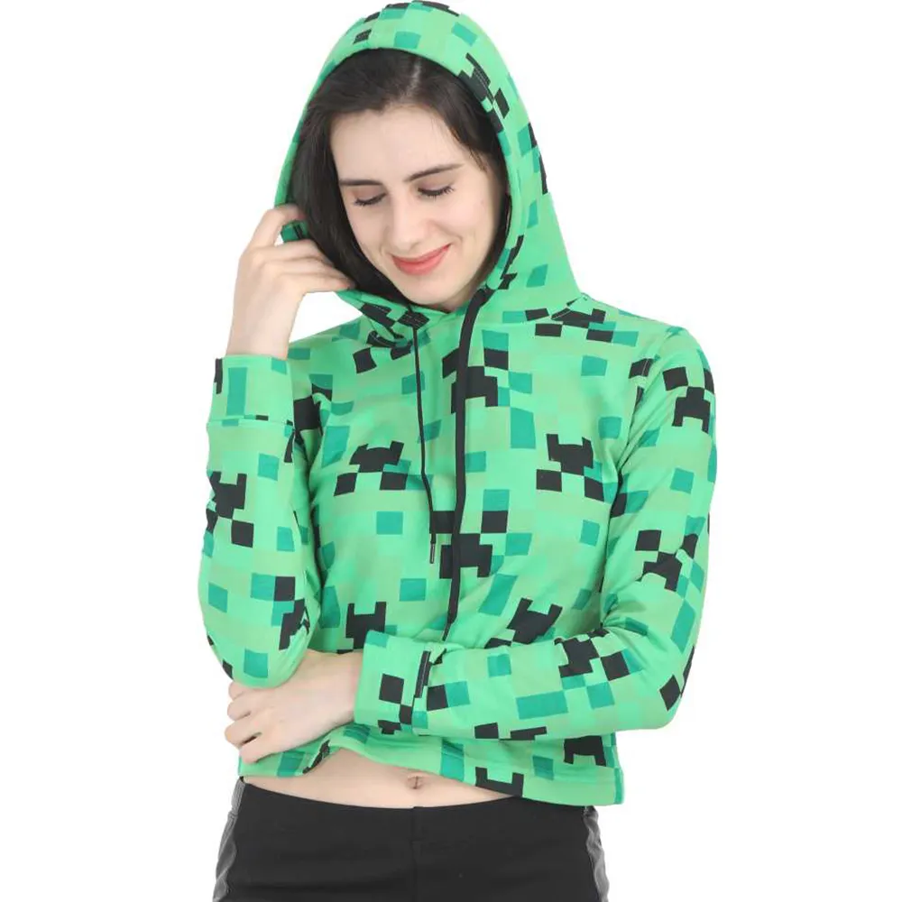 Trang Phục Thời Trang Áo Hoodie Hở Eo Cho Người Lớn Áo Nỉ Có Mũ Dài Tay Thăng Hoa Có Mũ Trùm Đầu In Hình