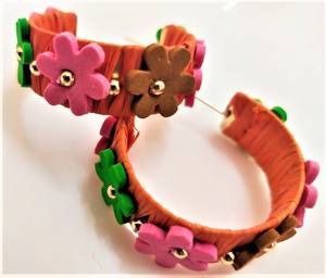 Newest Fashion African Print Fabric Handmade Ankara Hoop <b>Earrings</b> for Women - Product Image 2