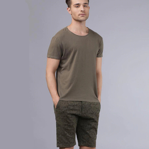 Pantalones Cortos Bermuda de Algodón de Color Sólido para Hombre con Cintura Elástica Estilo Casual - Product Image 1