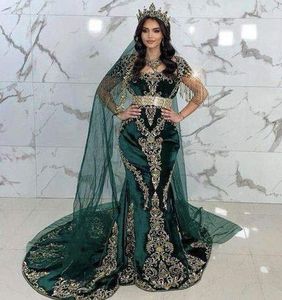 NEW STUNNING ZARI EMBROIDERY on BOTTLE GREEN CAFTAN DRESS WITH EMBELLISHED CRYSTAL GLASS <b>BEADS</b>,<b>THREADS</b>,PEARLS,DABKA WORK @2024 - Product Image 1