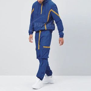 Ensemble de survêtement tendance 2025, survêtement uni en polyester avec inscription imprimée sur les bandes latérales, coupe-vent respirant - Product Image 5