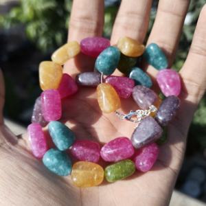 Collier de perles de tourmaline multicolores lisses, pépites de tourmaline rose et verte, collier de pierres précieuses, perles de tourmaline multicolores, pierres précieuses - Product Image 2