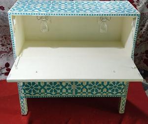 Venta caliente muebles de madera verde azulado sólido de diseño personalizado gabinete de incrustaciones de hueso plegable hecho a mano para el hogar sala de estar hospitales - Product Image 4