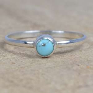 Anillo de Turquesa Bella Durmiente, Plata de Ley 925, Gema Redonda, Joyería Hecha a Mano, Regalo de Moda para Mujer - Product Image 1