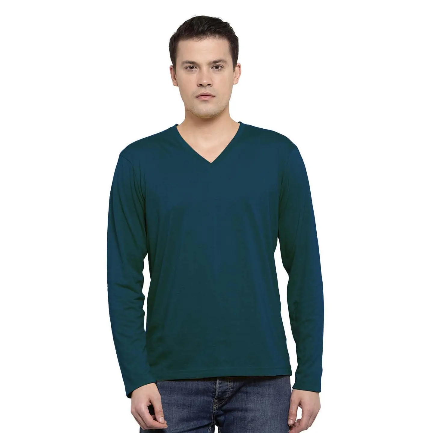 Proveedor de Bangladesh, servicio OEM, Camiseta de algodón de talla grande 100% para hombre, diseño personalizado, camiseta de manga larga suave de Color sólido elegante