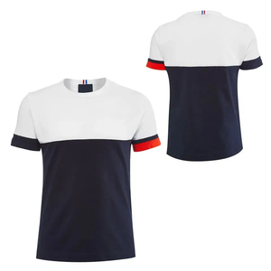 Vente en gros Premium Qualité Automne Mode Hommes T-shirt avec Col Couleur Patchwork T-shirt pour hommes - Product Image 4