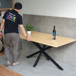 Kane 03 Rectangular <b>Dining</b> <b>Table</b> Set 160x80cm Assembled Rubberwood with Iron Legs <b>Extendable</b> Sintered Stone Surface BA162 - Product Image 4