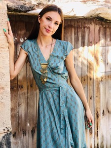 Vestido maxi de seda de estilo Boho Ibiza de calidad de tendencia - Product Image 3