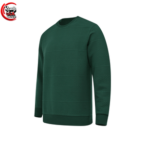 Sweat-shirt à col rond à texture verte britannique pour homme Design découpé pour l'hiver - Product Image 1