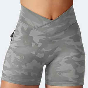 Short de yoga grande taille Short de yoga taille Leggings usine vente en gros Short de course pour filles pour femmes 2025 - Product Image 2