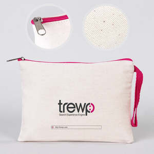 Custom <b>Fuchsia</b> Zipper Cotton Pouch 8x6 Personalized Casual <b>Clutch</b> <b>Bag</b> - Product Image 4