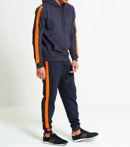 100% coton vêtements de sport Gym Fitness Tech polaire formation survêtements hommes deux pièces Patch couleur ensemble survêtements - Product Image 5