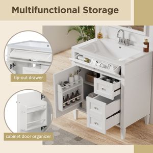 Modern 30\" Bathroom Vanity with Top Sink Single Sink Bathroom Van and <b>2</b> Drawers Storage Cabinet brand new - Product Image 2