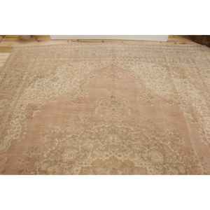 Tapis turc 8,4 x 11,5 pieds, tapis vintage, tapis abstrait beige en laine - Product Image 3