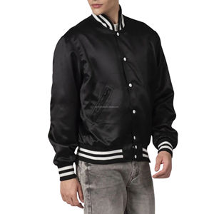 Blouson universitaire américain personnalisé pour homme en tissu peigné avec empiècements, style bomber brillant, uniforme d'équipe rétro, fournitures de baseball vintage - Product Image 3