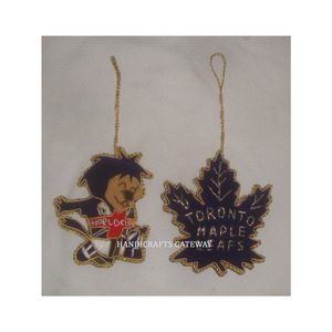 Top qualité à la main Zari broderie et perlé travail arbre de noël décoration étoile forme fête de noël ornement suspendu - Product Image 5