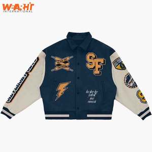 เสื้อแจ็กเก็ตทีมตัวแทนหนังขนสัตว์ปักลายผ้ากำมะหยี่แนวสตรีทเสื้อผ้าเบสบอลโลโก้ตามสั่งสำหรับผู้ชายสินค้า OEM - Product Image 4