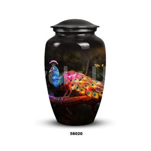 Urna Funeraria Grande de Aluminio con Forma de Pavo Real para Cenizas Humanas con Bolsa de Terciopelo Gratis - Product Image 3