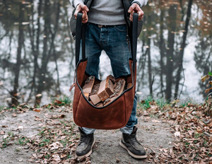 Sac de rangement personnalisé pour le bois de chauffage en cuir de grande capacité pour le camping extérieur avec poignée solide - Product Image 3