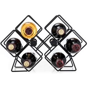 Soporte de Alambre Metálico para Botellas, Organizador de Botellas de Vino para Cocina, 6 Botellas, Soporte para Botellas de Champán - Product Image 1