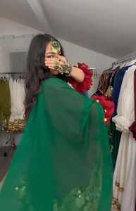 Robe de luxe pour femme en mousseline de soie et coton Afghani avec travail manuel complexe pour les mariages et les occasions festives dans toutes les tailles - Product Image 2