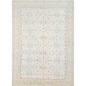 พรมขนสัตว์ถักมือสไตล์วินเทจ สีเบจและสีน้ำตาล ลายเหรียญแบบนามธรรม รูปทรงสี่เหลี่ยมผืนผ้า สำหรับห้องนั่งเล่นหรือทางเดินในบ้าน รุ่น Pae-1660 - Product Image 1