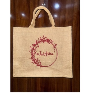 Bolsa de compras reutilizable ecológica de alta calidad, diseño de logotipo personalizable, bolsa de transporte de yute de arpillera Natural de reciclaje fuerte, Lisa - Product Image 2