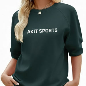 High Quality 100% Cotton Solid Above Knee <b>T</b>-<b>Shirt</b> <b>and</b> <b>Shorts</b> <b>Set</b> for <b>Women</b> Casual Breathable Quick Dry Low MOQ - Product Image 6