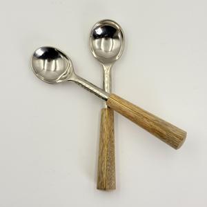 Juego de Cucharas para Helado de Acero Inoxidable de Calidad de Exportación con Mango de Madera para Vajilla de Hogar y Hotel, Juego de Cubiertos para Comer - Product Image 3